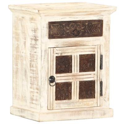 VidaXL Nachtkastje 40x30x50 cm massief mangohout wit