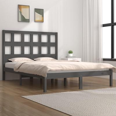 Bedframe massief grenenhout grijs 200x200 cm