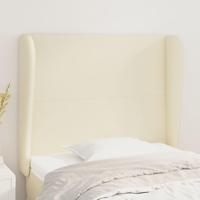 Hoofdbord met randen 103x23x118/128 cm kunstleer crèmekleurig - thumbnail