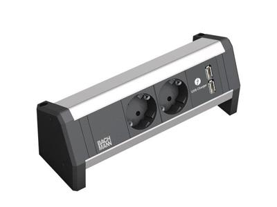 BACHMANN DESK 2x Geaard stopcontact 1x USB Oplader