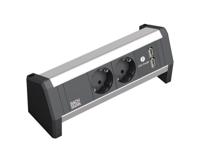 BACHMANN DESK 2x Geaard stopcontact 1x USB Oplader - thumbnail