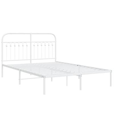 Bedframe met hoofdbord metaal wit 140x200 cm Bedframe met hoofdbord metaal wit 140x200 cm