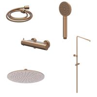 Regendoucheset IVY Bond Opbouw Thermostatisch 20 cm Slim Satin Handdouche Geborsteld Mat Koper PVD - thumbnail