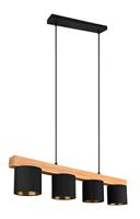 Trio HanglampCameron 4-lichts zwart met houtbruin - R30654002 - thumbnail