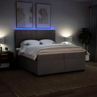 Boxspring met matras stof taupe 200x200 cm - thumbnail