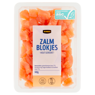 Jumbo Hout Gerookte Zalmblokjes 140 g