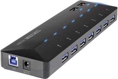 Renkforce USB 3.2 Gen 1-hub 7 + 2 poorten Met snellaadpoort, Met status-LEDs Zwart