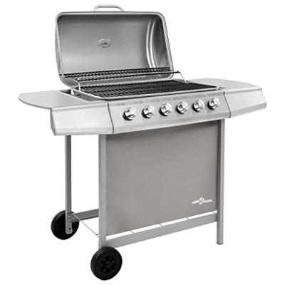 Gasbarbecue met 6 branders zilverkleurig - thumbnail
