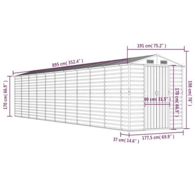 Tuinschuur 191x895x198 cm gegalvaniseerd staal lichtbruin