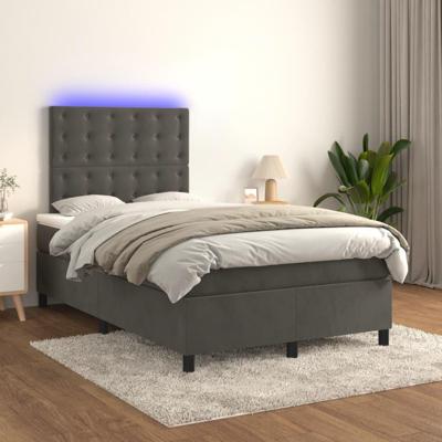 Boxspring met matras en LED fluweel donkergrijs 120x200 cm