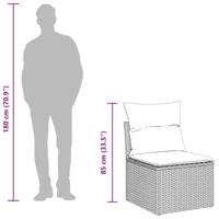 5-delige Loungeset met kussens poly rattan lichtgrijs - thumbnail