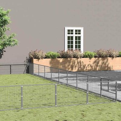 Hondenkennel 100 m² staal zilverkleurig