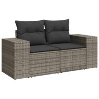 4-delige Loungeset met kussens poly rattan grijs - thumbnail