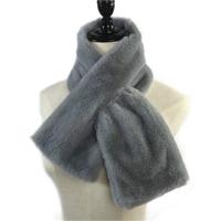 Vrouwen winter Thicken pluche faux konijn bont sjaal effen kleur warmer scoutingdas grootte: 96 x 15cm (grijs) - thumbnail