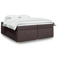 Boxspring met matras stof donkerbruin 200x200 cm - thumbnail