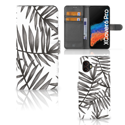 Samsung Galaxy Xcover 6 Pro Hoesje Leaves Grey Samsung Galaxy Xcover 6 Pro Hoesje Leaves Grey