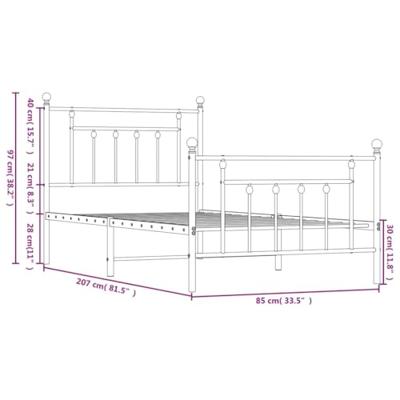 Bedframe met hoofd- en voeteneinde metaal zwart 80x200 cm