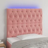 Hoofdbord LED 90x7x118/128 cm fluweel roze - thumbnail
