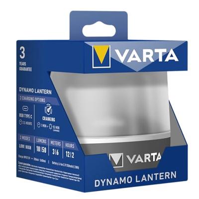 Varta 17670101111 Dynamo Lantern Werklamp LED werkt op een accu 50 lm