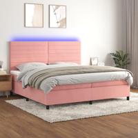 Boxspring met matras en LED fluweel roze 200x200 cm - thumbnail