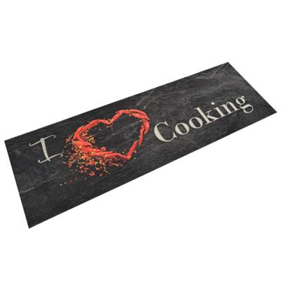 VidaXL Keukenmat wasbaar cooking-print 60x180 cm fluweel zwart