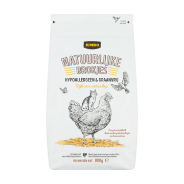 Jumbo Natuurlijke Brokjes Katten Hypoallergeen & Graanvrij 800g Rijk aan Kip