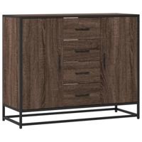 Dressoir 92x35x76 cm bewerkt hout bruin eikenkleurig - thumbnail