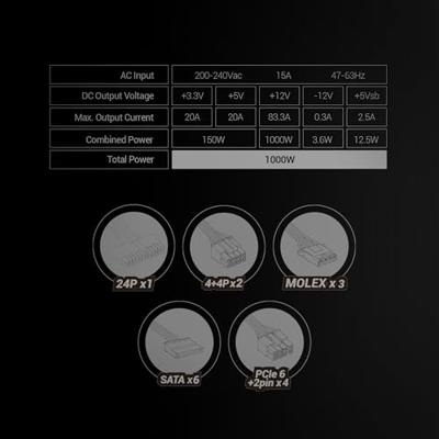 Voedingsbron Mars Gaming MPB1000SI ATX 1000 W 80 Plus Gold