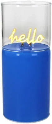 Kersten ornament glas 6.5x15cm blauw, transparant