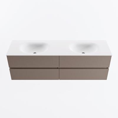 MONDIAZ VICA 160cm badmeubel onderkast Smoke 4 lades. Wastafel MOON dubbel zonder kraangat, kleur Talc.