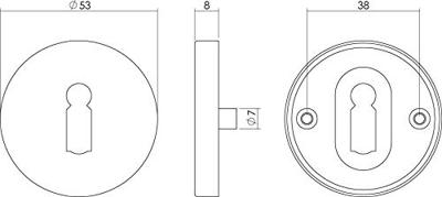 Intersteel rozet met sleutelgat - rond - nokken - RVS geborsteld