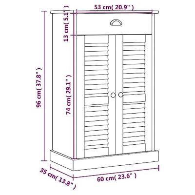 Schoenenkast VIGO 60x35x96 cm massief grenenhout wit - thumbnail
