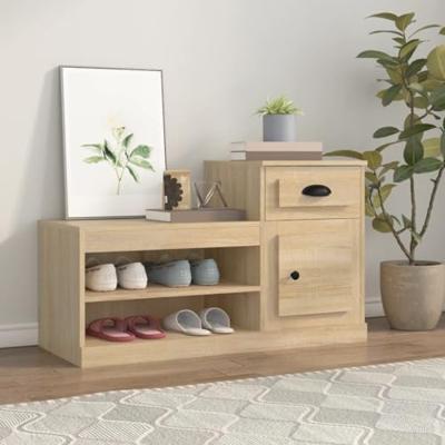VidaXL Schoenenkast 100x42x60 cm bewerkt hout sonoma eikenkleurig VidaXL Schoenenkast 100x42x60 cm bewerkt hout sonoma eikenkleurig