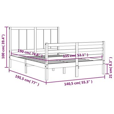 Bedframe met hoofdbord massief hout
