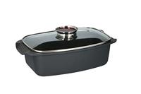 Alpina braadslee met glazen deksel 5.5l 39.5x22.5x10.8 cm zwart - thumbnail