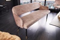 Design bank PARIS 160cm grijs fluwelen rugleuning gouden voetdoppen Retro - 43682 - thumbnail