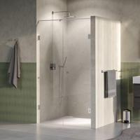 BRAUER Void Carving nisdeur 2-delig helder glas 120x200 omkeerbaar met draaideur 60 aan muur incl. glascoating PVD RVS-kleurig geborsteld - thumbnail