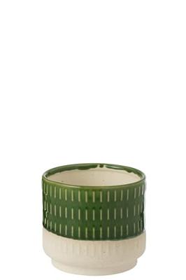 J-Line Bloempot Reya Porselein Wit|Groen