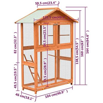 Vogelkooi 125,5x59,5x164 cm massief grenen- en vurenhout