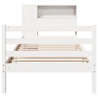 Bed met boekenkast zonder matras grenenhout wit 90x200 cm - thumbnail