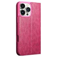 Qialino iPhone 16 Pro Max hoesje - Leren bookcase - Croco Roze - thumbnail
