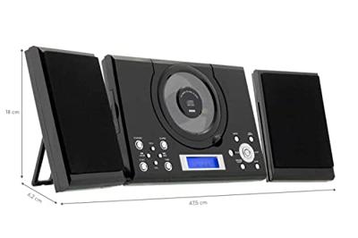 Roxx MC 201 Stereoset AUX, CD, FM Incl. afstandsbediening, Incl. luidspreker, Wekfunctie Zwart