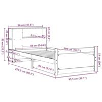 Bed met boekenkast zonder matras grenenhout wit 90x200 cm - thumbnail