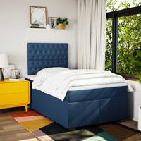 Boxspring met matras stof blauw 120x190 cm - thumbnail