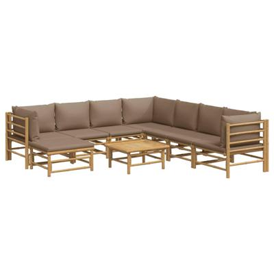 9-delige Loungeset met kussens bamboe taupe