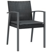 Tuinstoelen 6 st met kussens 56,5x57x83 cm poly rattan zwart - thumbnail
