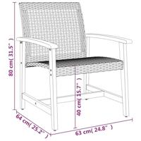 Tuinstoelen 2 st poly rattan en acaciahout grijs - thumbnail