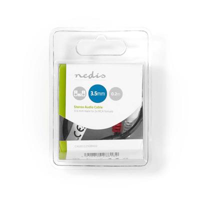 Nedis CAGB22250BK02 Stereo-audiokabel 3,5 Mm Male - 2x Rca Female 0,2 M Zwart