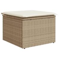 6-delige tuinsofa set met kussens in beige, van poly rattan - thumbnail
