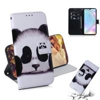 Panda patroon gekleurde tekening horizontale Flip lederen case voor Huawei P30 met houder & card slots & portemonnee - thumbnail
